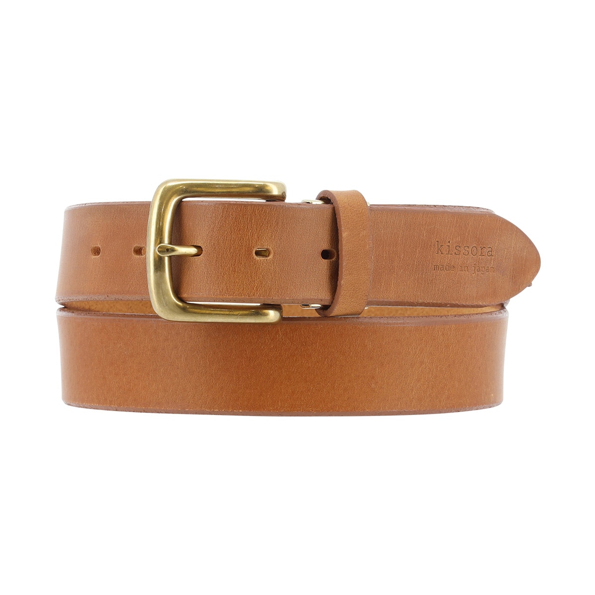 kissora キソラ ベルト 本革 銀スリアンティック メンズ KISN-015 牛革 日本製 レザー カジュアル キャメル