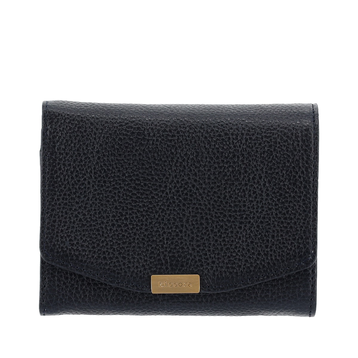 kissora キソラ 二つ折り財布 ソリド KISP-002 ミニ財布 牛革 日本製 レザー ネイビー