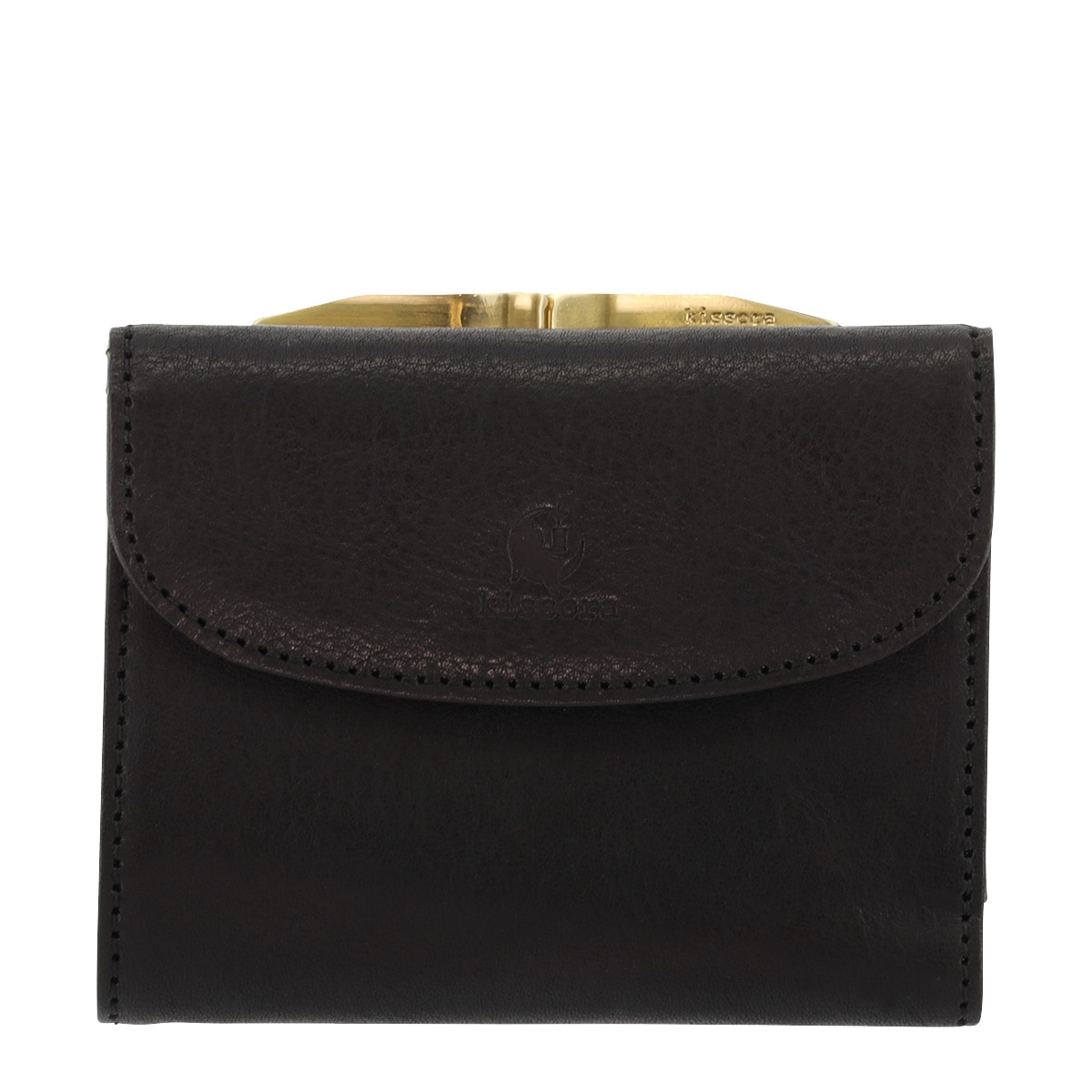 kissora キソラ 三つ折り財布 本革 ベリッシマ KISP-006 口金 札入れ 小銭入れ 牛革 日本製 ブラック