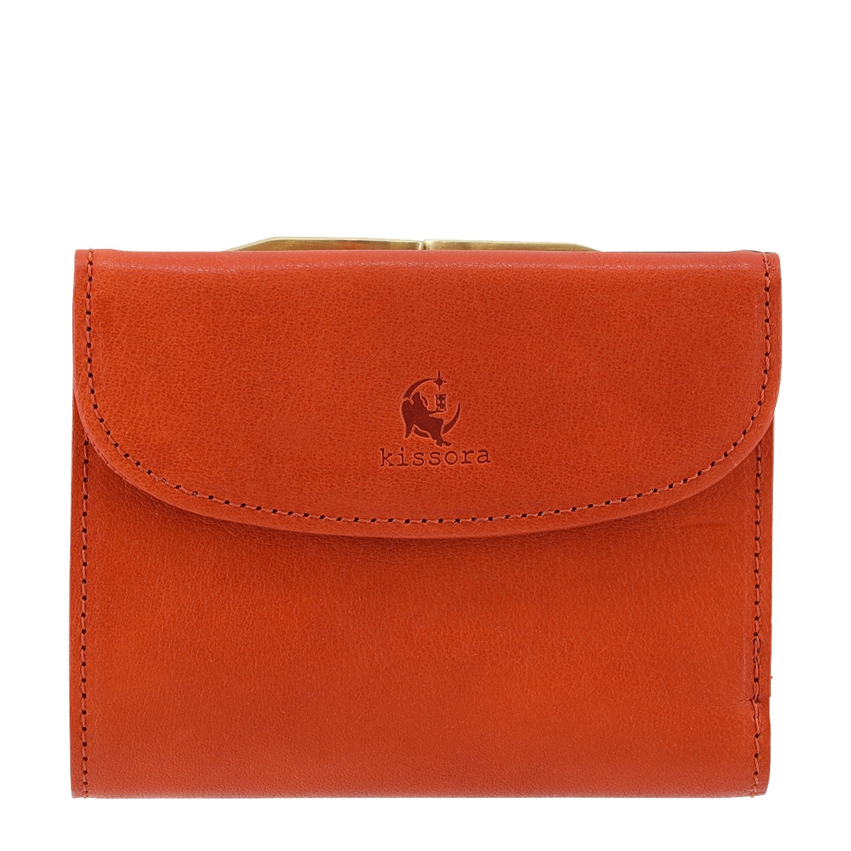 kissora キソラ 三つ折り財布 本革 ベリッシマ KISP-006 口金 札入れ 小銭入れ 牛革 日本製 オレンジ