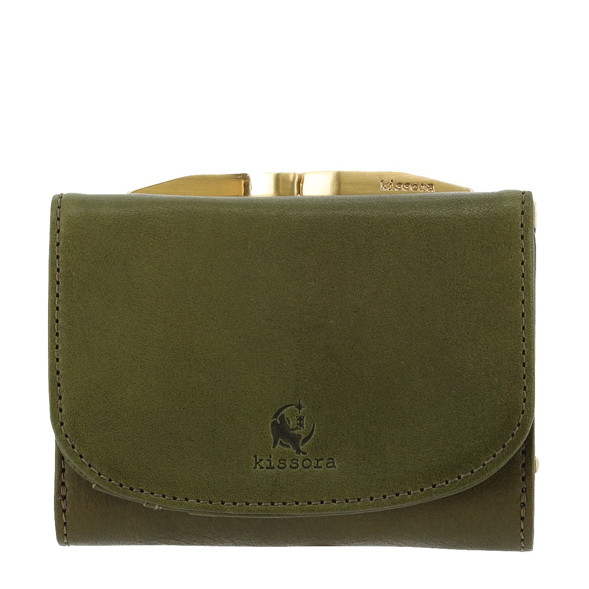 kissora キソラ 三つ折り財布 ベリッシマ KISP-007 ミニウォレット 口金 札入れ 小銭入れ 牛革 日本製 グリーン