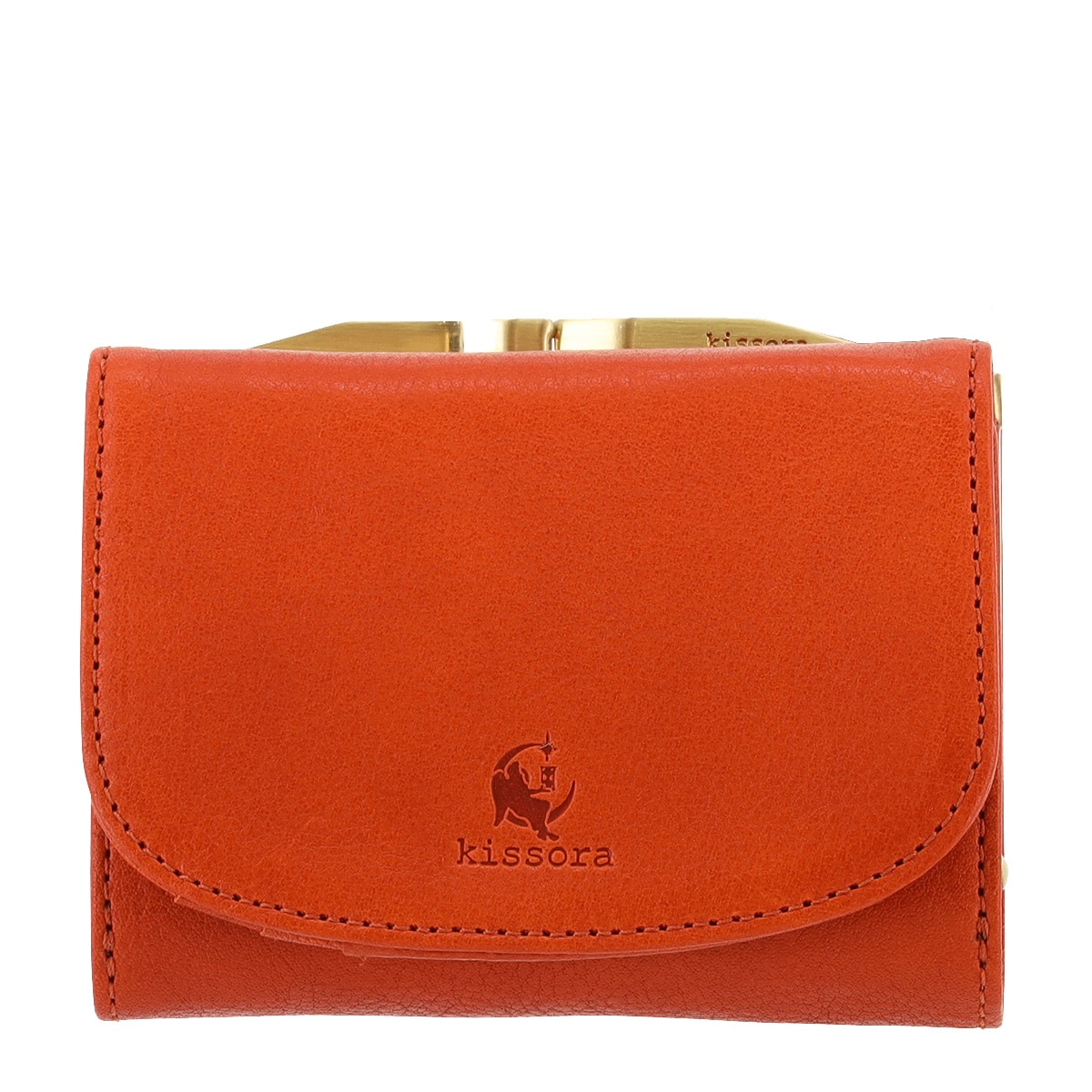 kissora キソラ 三つ折り財布 ベリッシマ KISP-007 ミニウォレット 口金 札入れ 小銭入れ 牛革 日本製 オレンジ