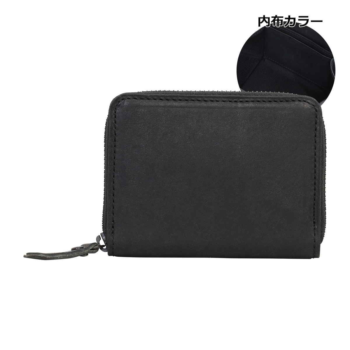 kissora キソラ コインケース ラウンドファスナー BOX型 プエブロ ユニセックス KITM-023 ラウンドファスナー BOX型 小銭入れ 牛革 日本製 ブラック