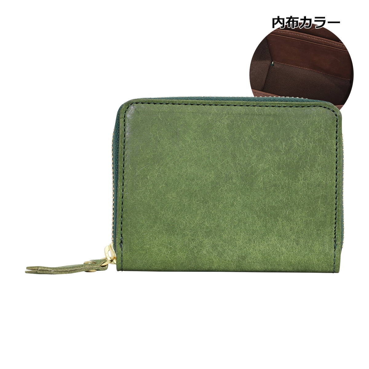 kissora キソラ コインケース ラウンドファスナー BOX型 プエブロ ユニセックス KITM-023 ラウンドファスナー BOX型 小銭入れ 牛革 日本製 グリーン