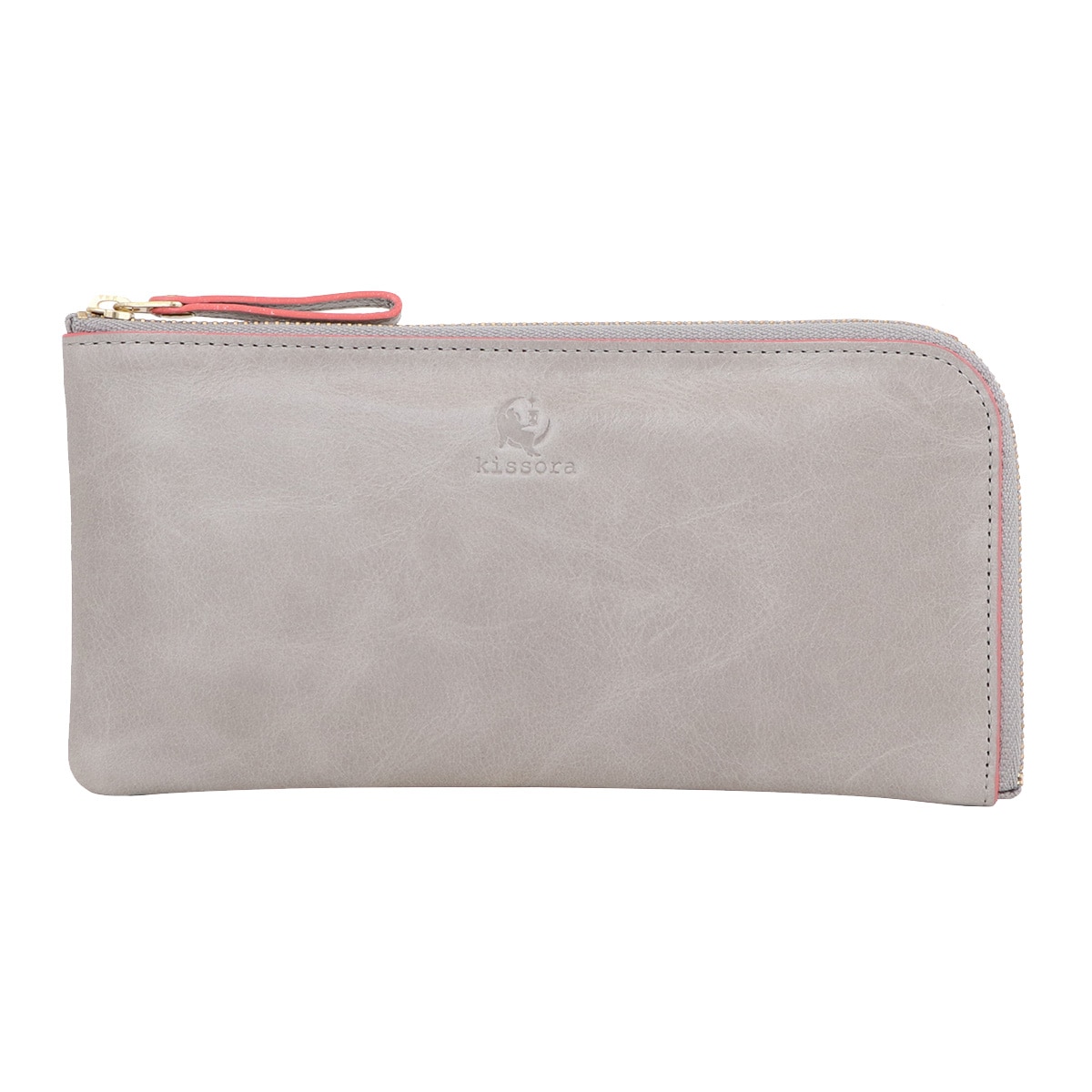 kissora キソラ 長財布 L字ファスナー 本革 レディース KIVP-057 日本製 ATHENS 小銭入れ 牛革 ライトグレー