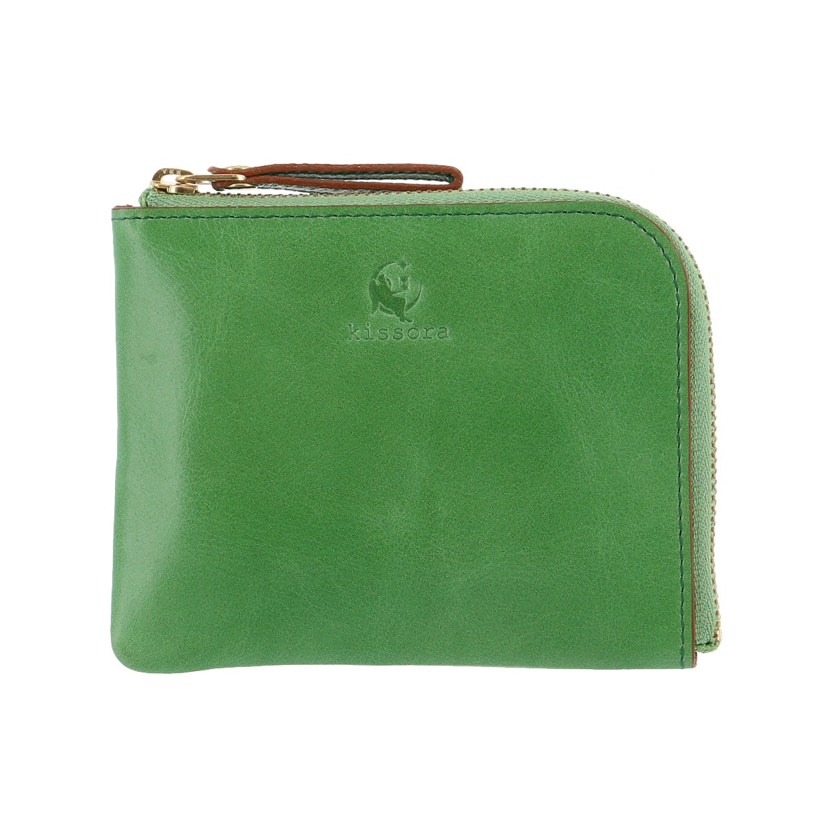 kissora キソラ ミニ財布 L字ファスナー 本革 レディース KIVP-058 ATHENS コンパクト ウォレット コインケース 小銭入れ 牛革 日本製 グリーン