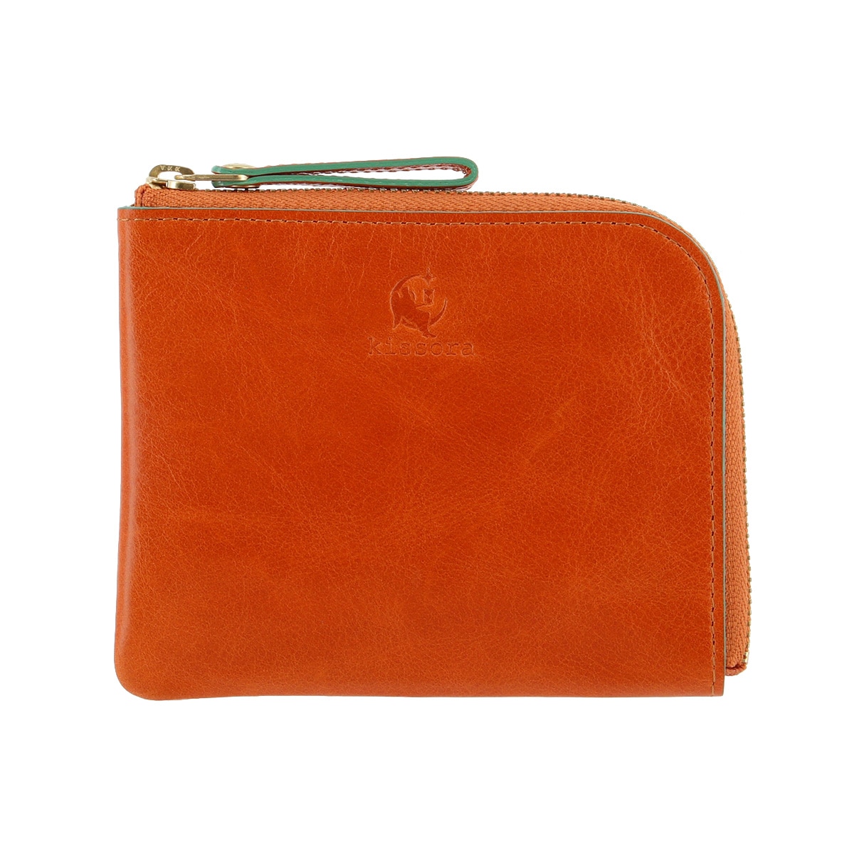 kissora キソラ ミニ財布 L字ファスナー 本革 レディース KIVP-058 ATHENS コンパクト ウォレット コインケース 小銭入れ 牛革 日本製 オレンジ