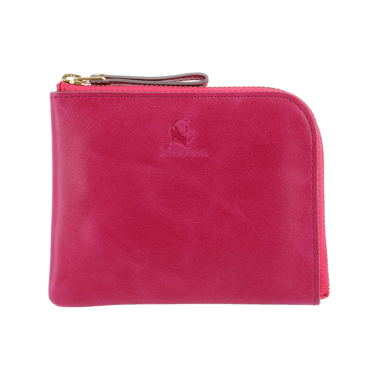 kissora キソラ ミニ財布 L字ファスナー 本革 レディース KIVP-058 ATHENS コンパクト ウォレット コインケース 小銭入れ 牛革 日本製 ピンク