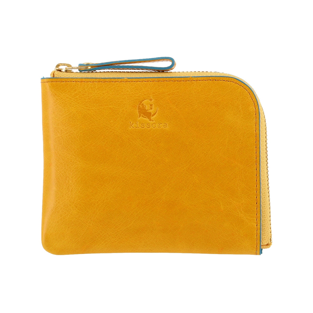 kissora キソラ ミニ財布 L字ファスナー 本革 レディース KIVP-058 ATHENS コンパクト ウォレット コインケース 小銭入れ 牛革 日本製 イエロー