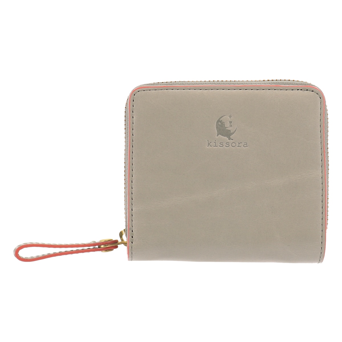 kissora キソラ 二つ折り財布 日本製 本革 レザー ミニ財布 小型 レディース アテネ KIVP-062 ライトグレー