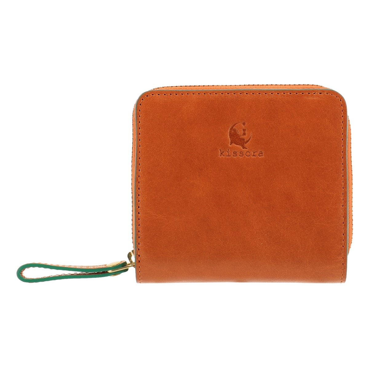 kissora キソラ 二つ折り財布 日本製 本革 レザー ミニ財布 小型 レディース アテネ KIVP-062 オレンジ
