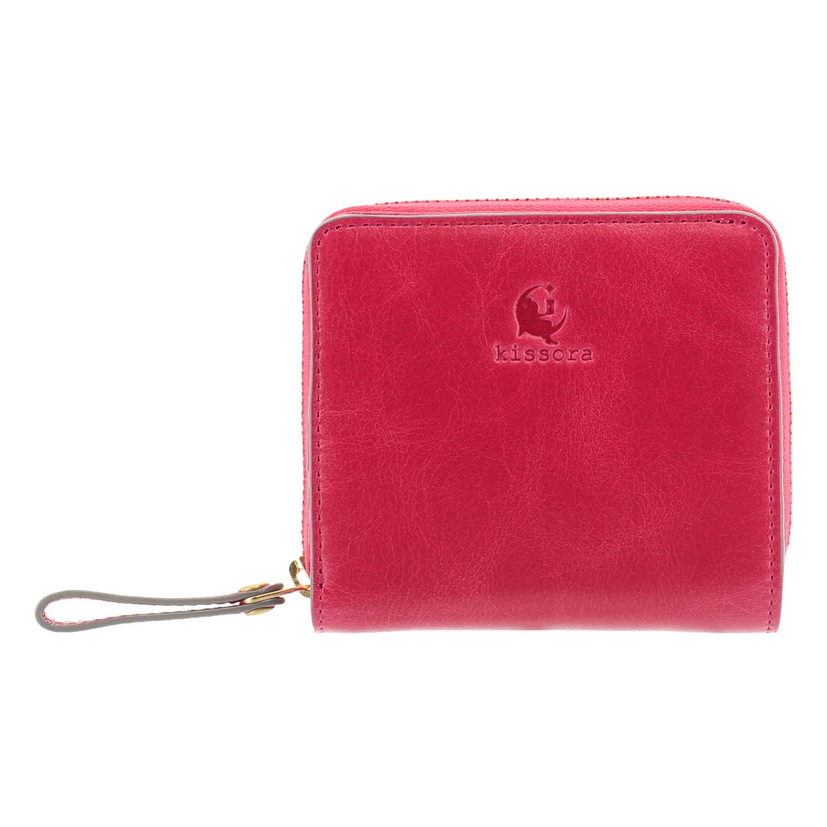 kissora キソラ 二つ折り財布 日本製 本革 レザー ミニ財布 小型 レディース アテネ KIVP-062 ピンク
