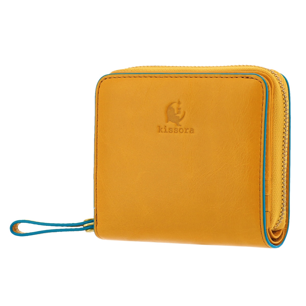 kissora キソラ 二つ折り財布 日本製 本革 レザー ミニ財布 小型 レディース アテネ KIVP-062 イエロー