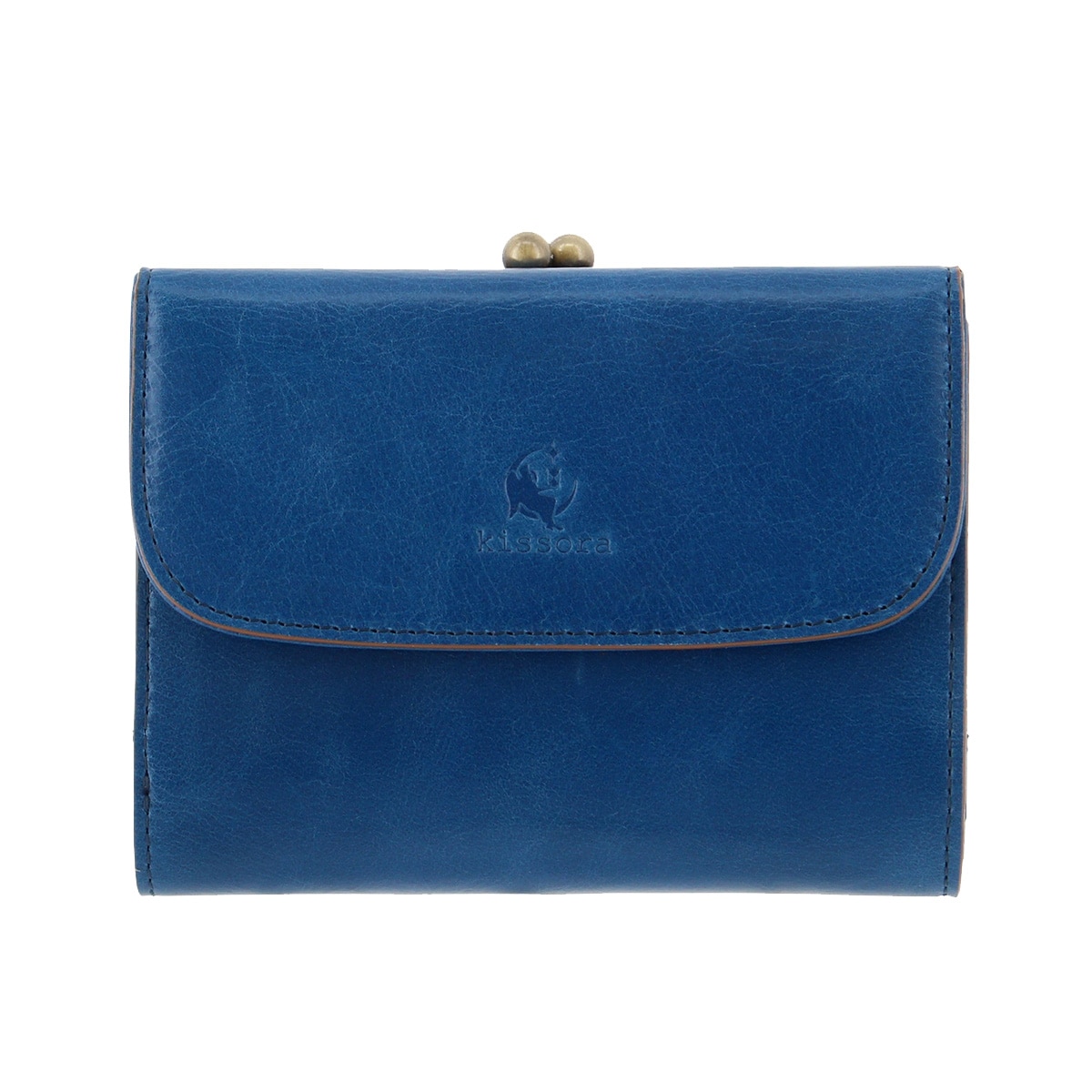 kissora キソラ 三つ折り財布 がま口 本革 レディース KIVP-101 日本製 ATHENS ブルー