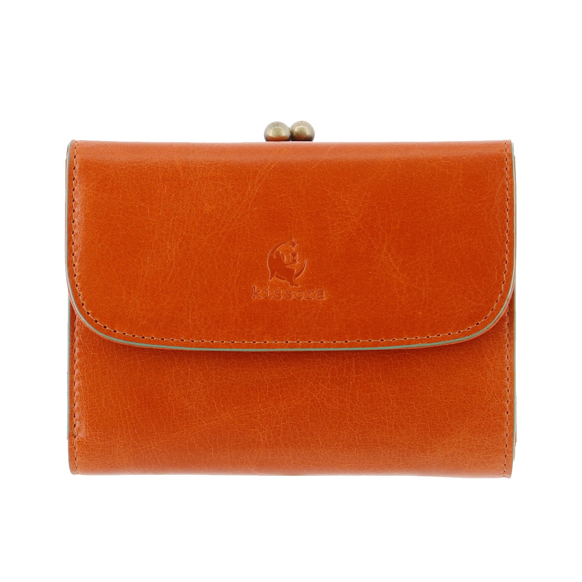 kissora キソラ 三つ折り財布 がま口 本革 レディース KIVP-101 日本製 ATHENS オレンジ