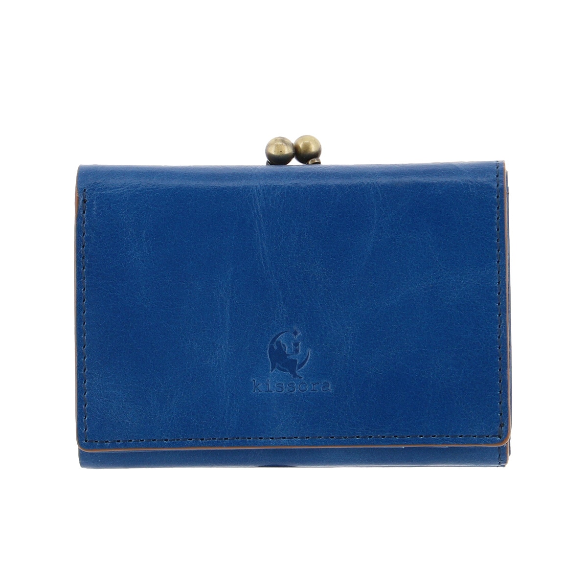 kissora キソラ 三つ折り財布 がま口 本革 レディース KIVP-102 日本製 ATHENS ブルー