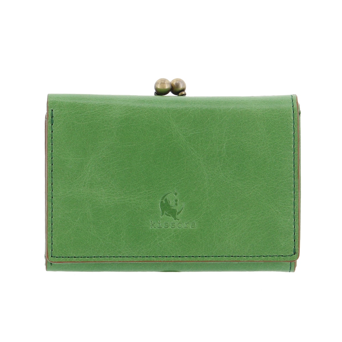 kissora キソラ 三つ折り財布 がま口 本革 レディース KIVP-102 日本製 ATHENS グリーン