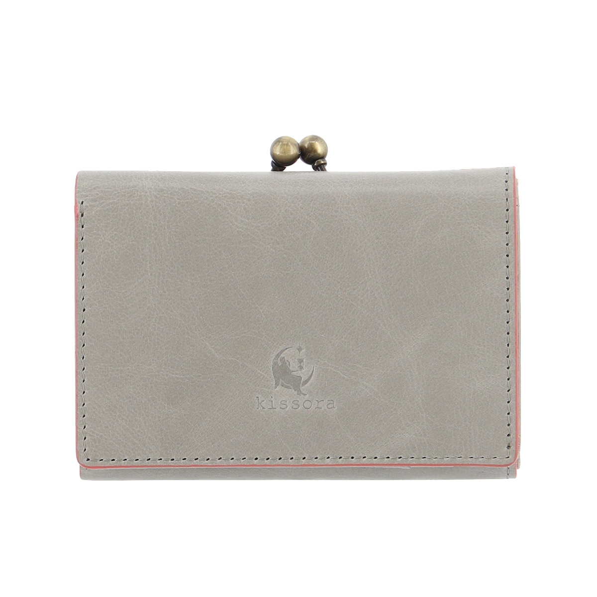 kissora キソラ 三つ折り財布 がま口 本革 レディース KIVP-102 日本製 ATHENS ライトグレー