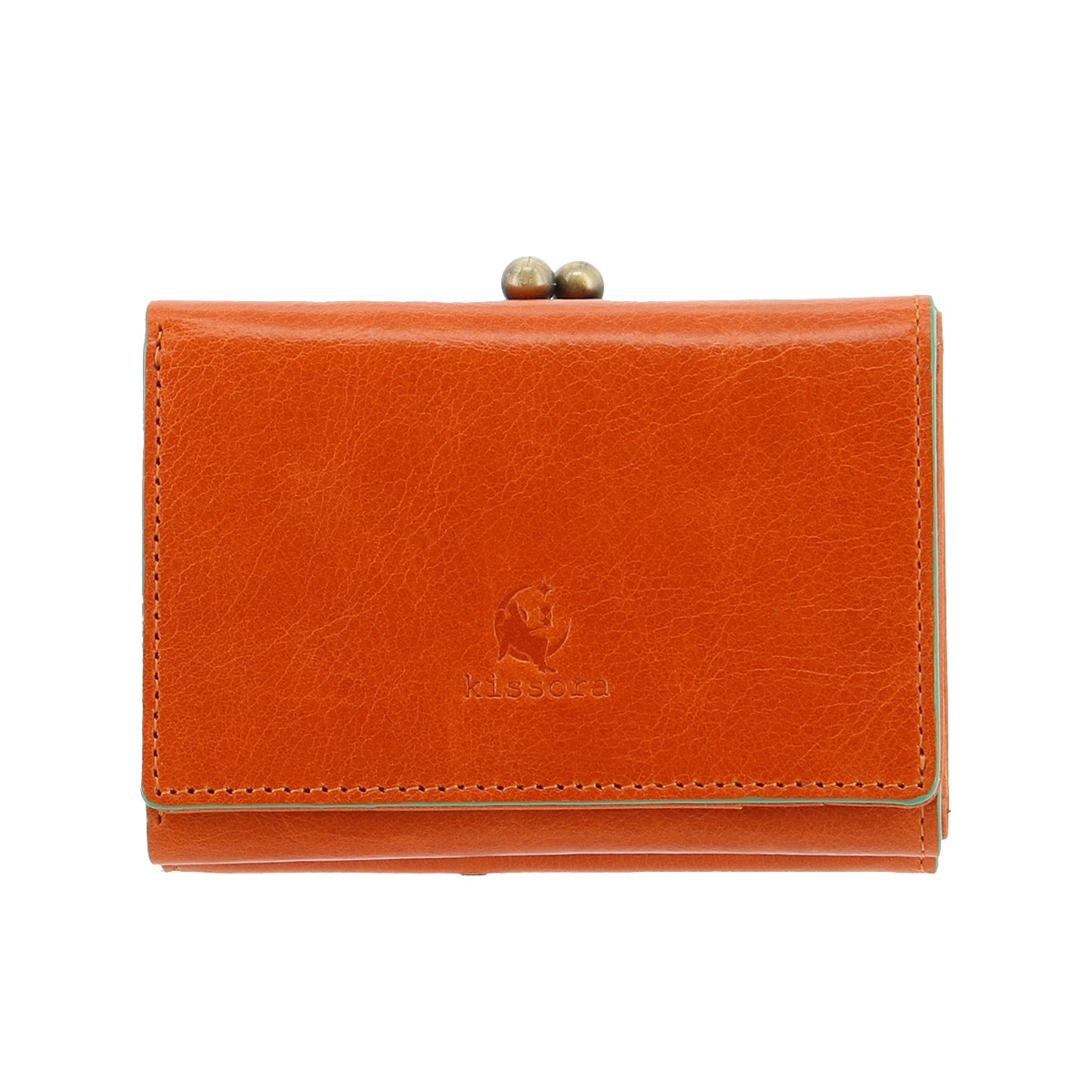 kissora キソラ 三つ折り財布 がま口 本革 レディース KIVP-102 日本製 ATHENS オレンジ
