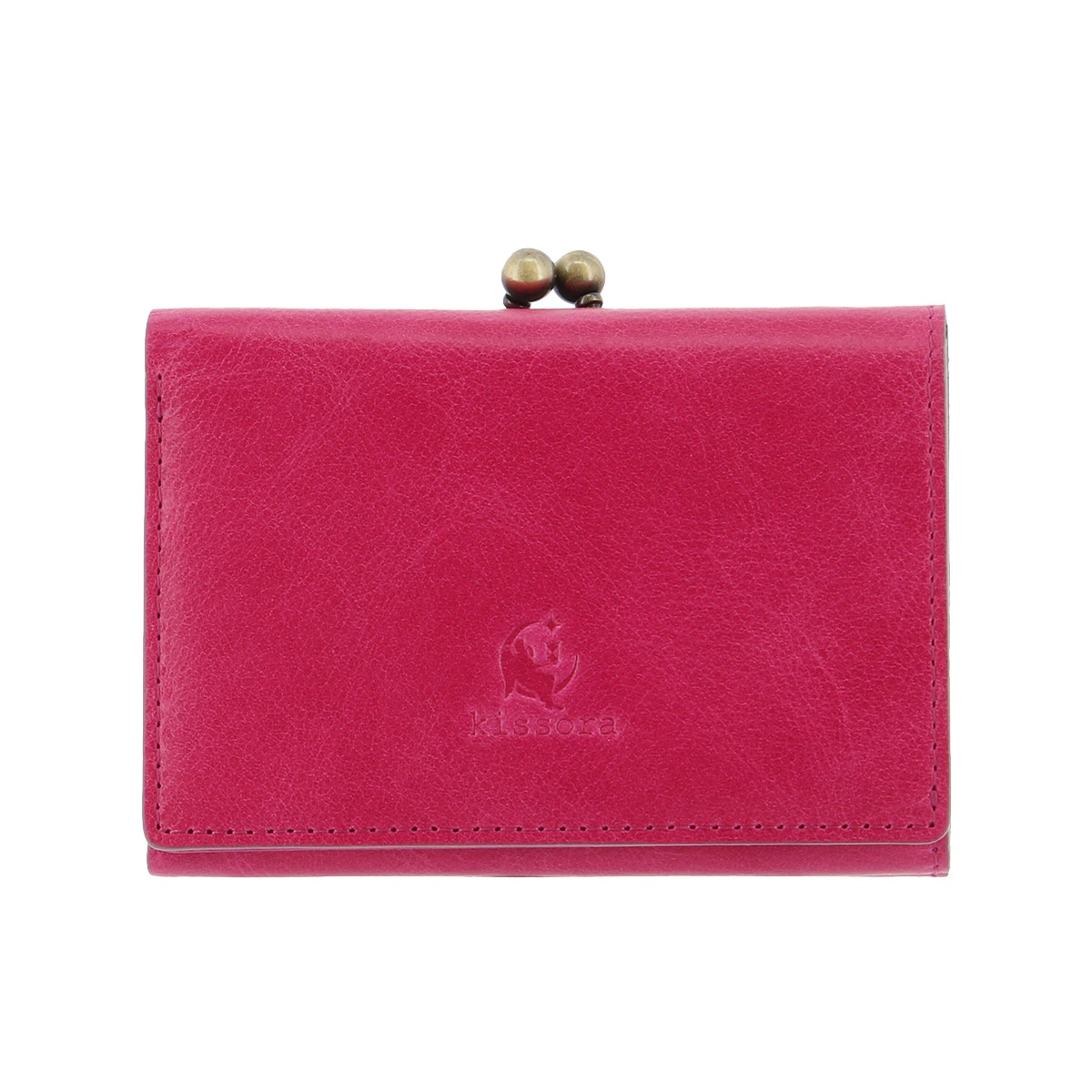 kissora キソラ 三つ折り財布 がま口 本革 レディース KIVP-102 日本製 ATHENS ピンク