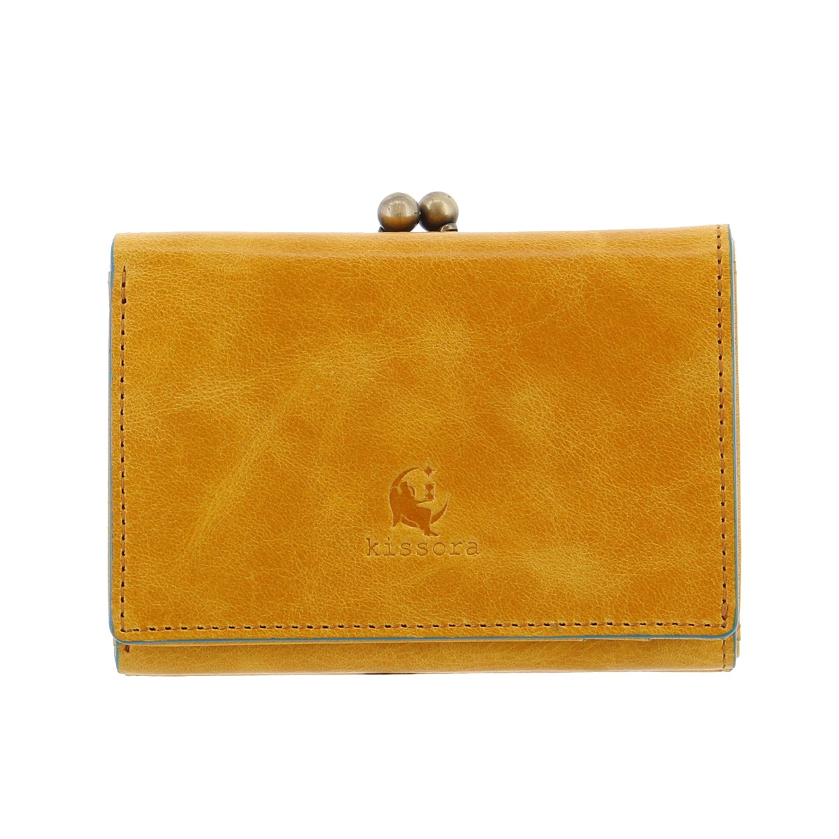 kissora キソラ 三つ折り財布 がま口 本革 レディース KIVP-102 日本製 ATHENS イエロー
