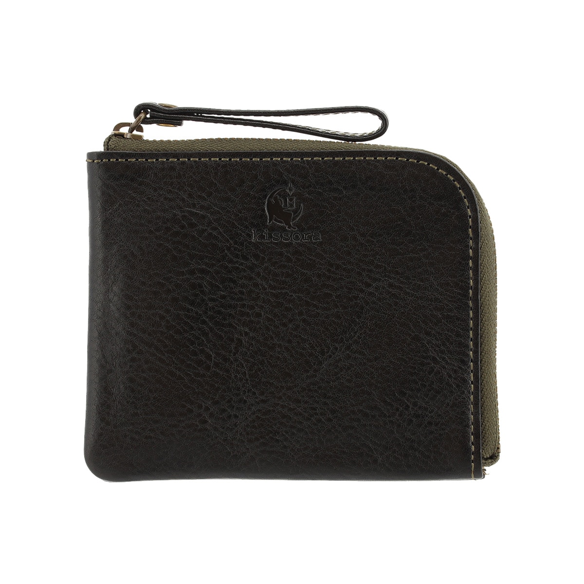 kissora キソラ ミニ財布 L字ファスナー HGナッパ KIVP-186 ショートウォレット ミニウォレット 牛革 日本製 ブラック