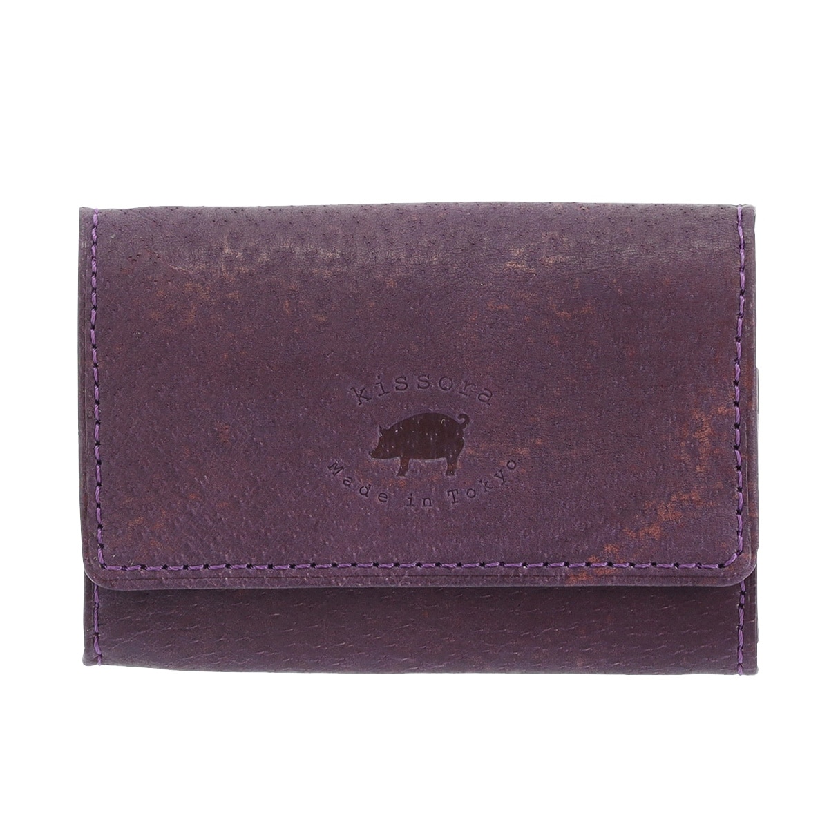 kissora キソラ コインケース BOX型 本革 マイアーレ KIWZ-070 小銭入れ 日本製 豚革 レザー パープル