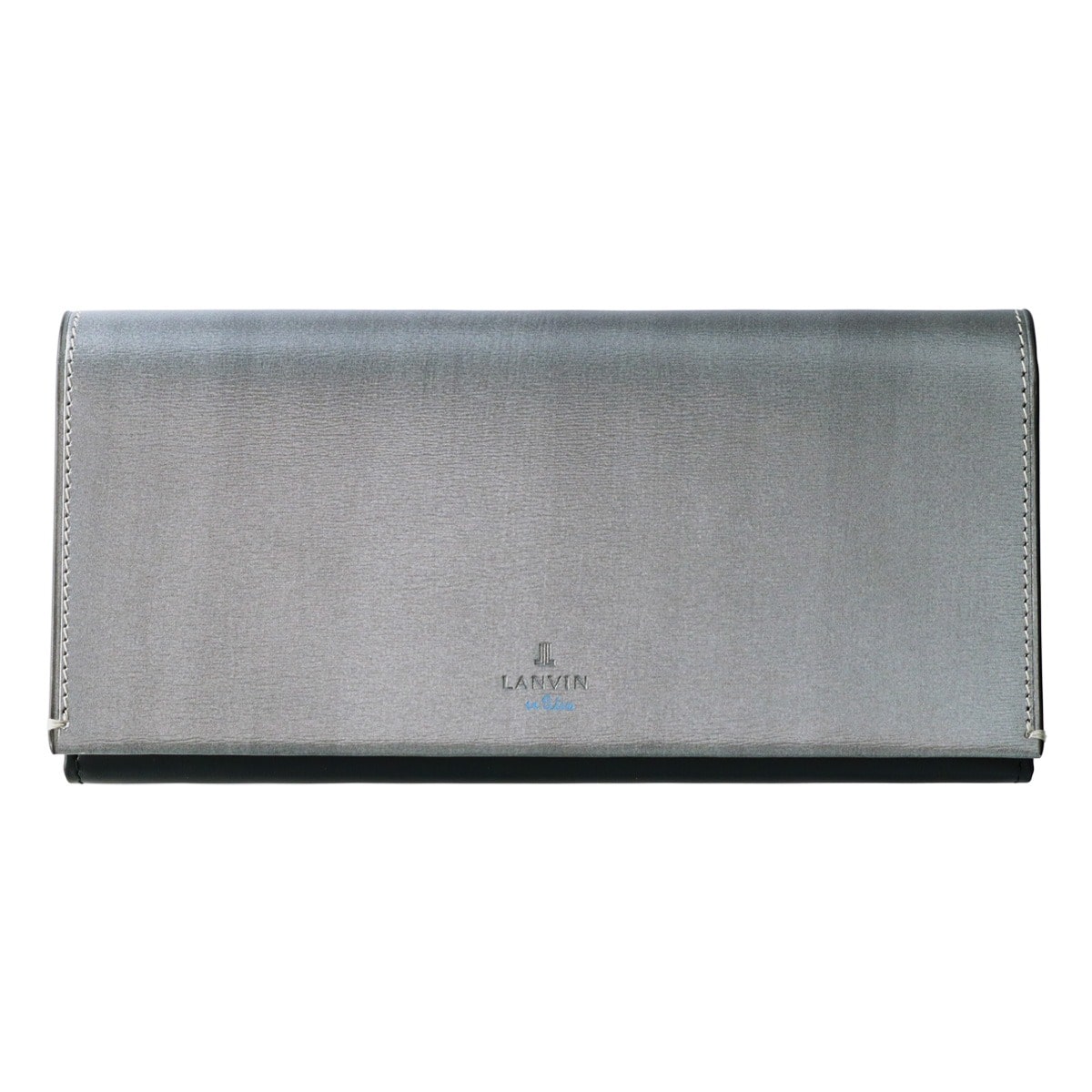 LANVIN en Bleu ランバンオンブルー 長財布 財布 薄め カードケース カード収納 小銭入れ付き コンパクト ビジネス カジュアル メンズ 345223 ボルダー 当社限定 別注モデル 大人 ブランド 牛革 本革 レザー グレー