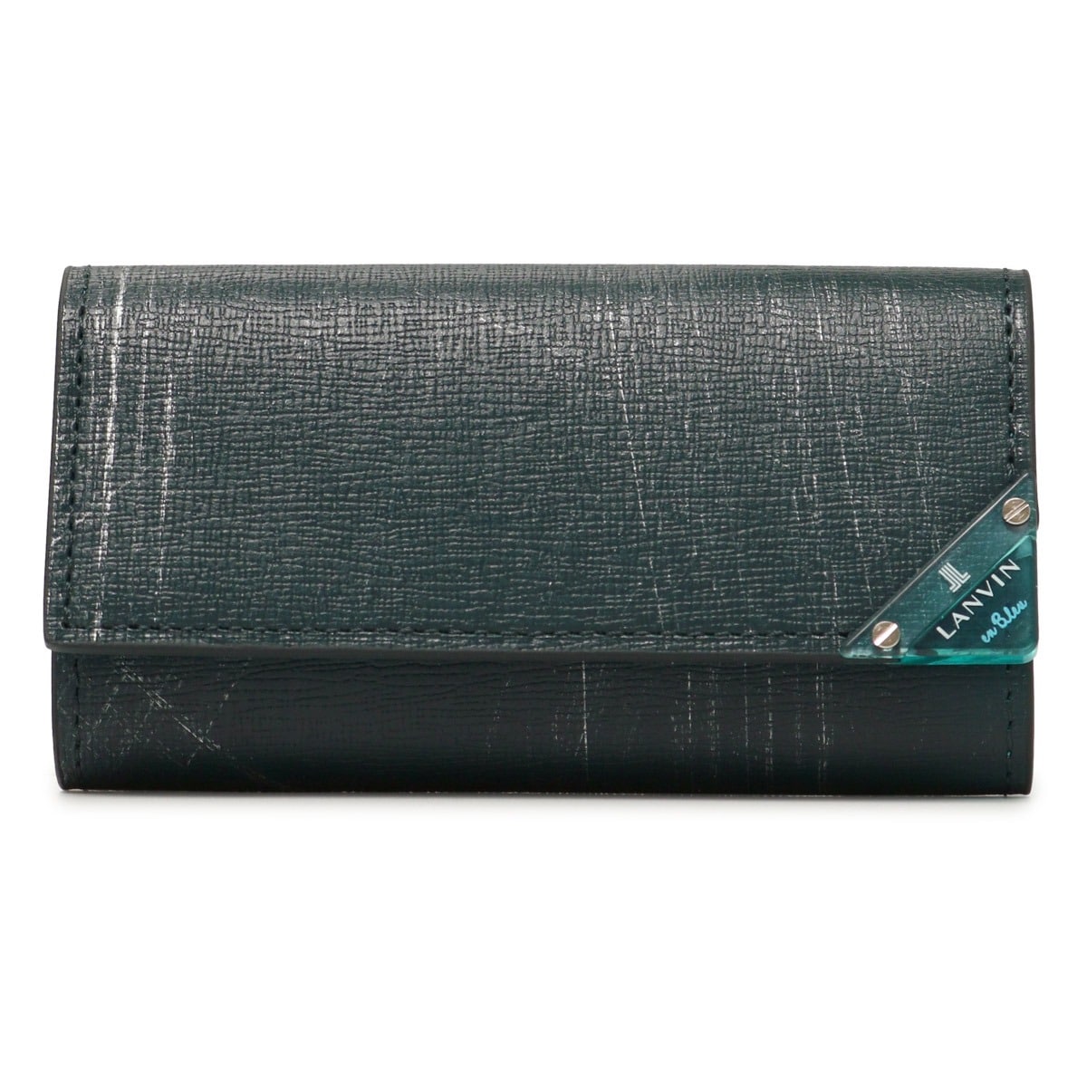 LANVIN en Bleu ランバンオンブルー キーケース 本革 4連 メンズ 513621 アクア レザー 牛革 クリア グリーン