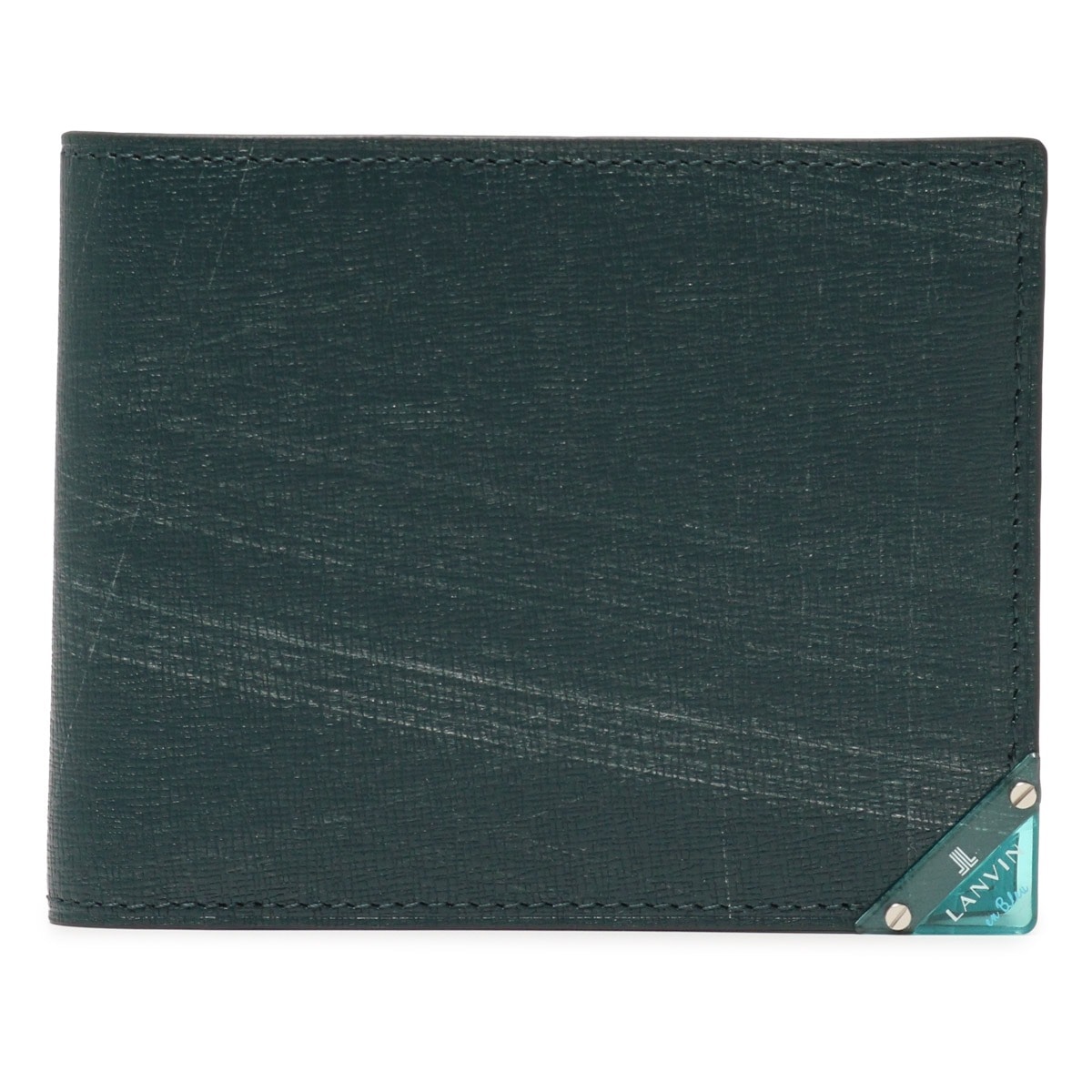 LANVIN en Bleu ランバンオンブルー 財布 二つ折り 本革 メンズ 513622 アクア 二つ折り財布 レザー 牛革 クリア グリーン