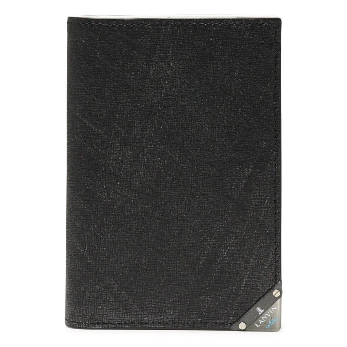 LANVIN en Bleu ランバンオンブルー 財布 二つ折り ミドル財布 本革 メンズ 513623 アクア 二つ折り財布 ミドル財布 ミドルウォレット セミ長財布 レザー 牛革 クリア ブラック