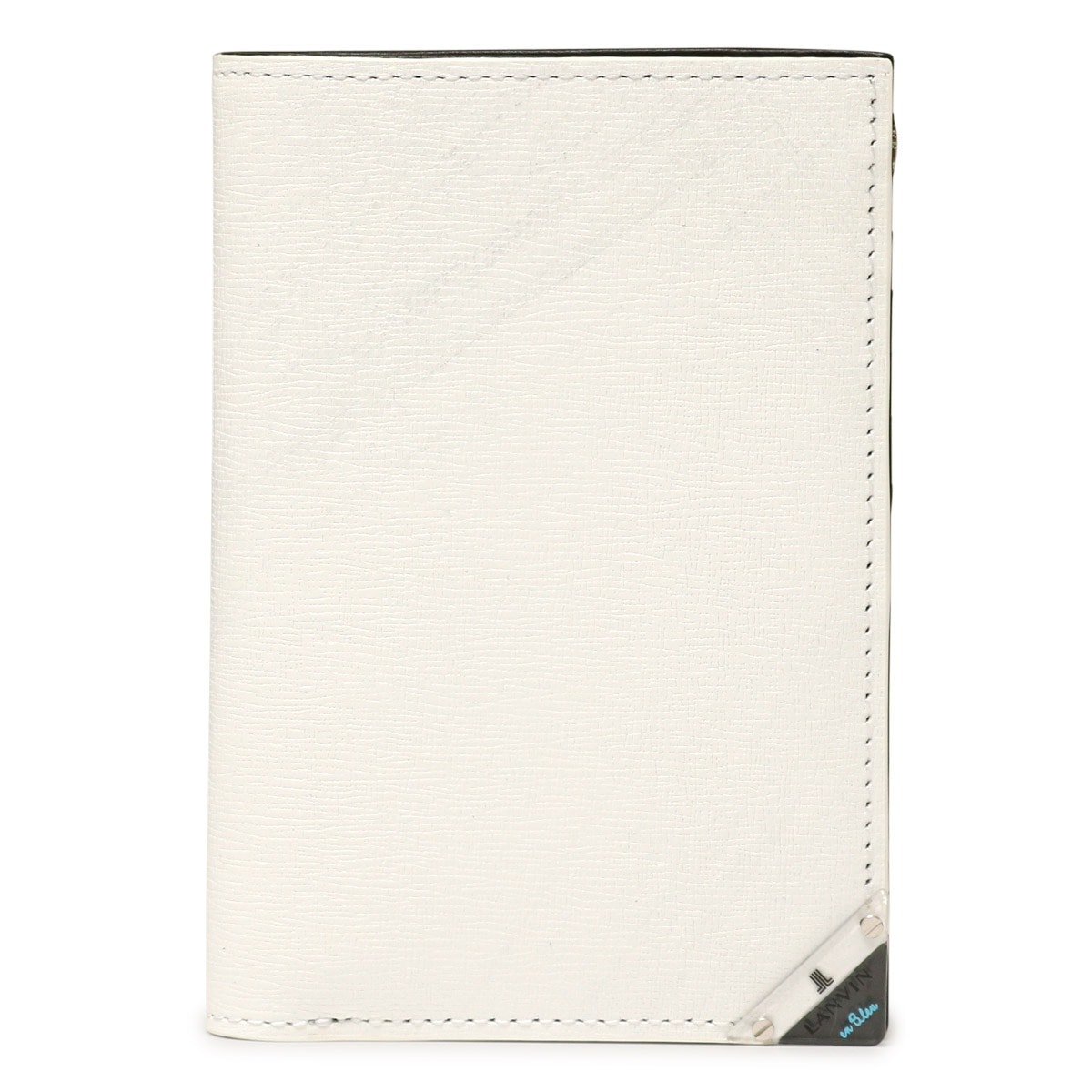 LANVIN en Bleu ランバンオンブルー 財布 二つ折り ミドル財布 本革 メンズ 513623 アクア 二つ折り財布 ミドル財布 ミドルウォレット セミ長財布 レザー 牛革 クリア ホワイト