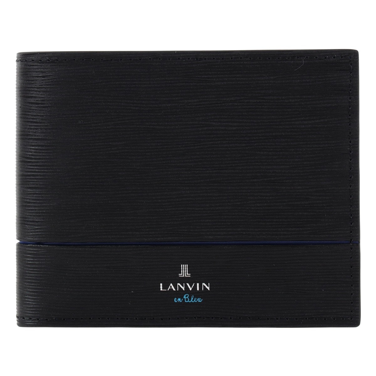 LANVIN en Bleu ランバンオンブルー 二つ折り財布 ロージュ 546604 コンパクトウォレット ミニ財布 型押し牛革 メンズ ブルー