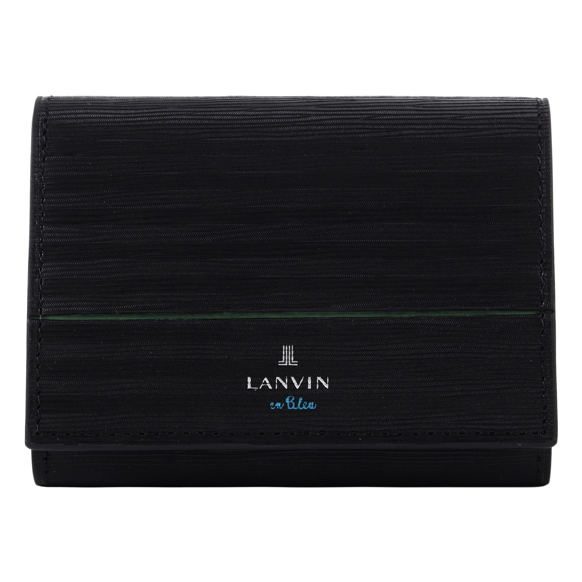 LANVIN en Bleu ランバンオンブルー 三つ折り財布 ロージュ 516605 コンパクトウォレット ミニ財布 型押し牛革 メンズ グリーン