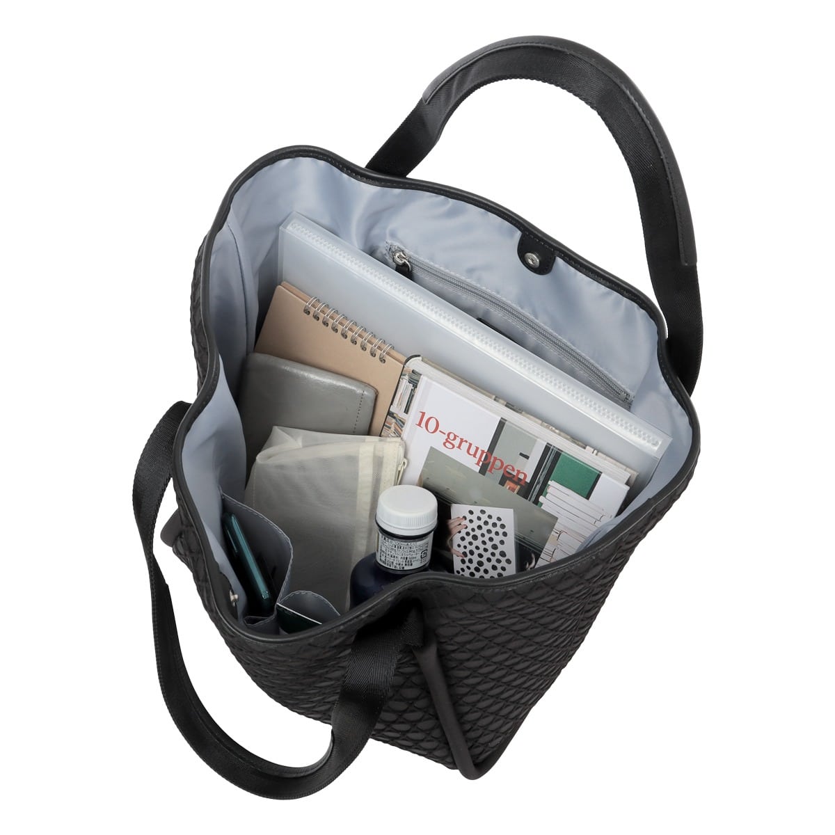 La quoh ラクーオ トートバッグ A3 大きめ 撥水 大容量 レディース 031603 籠目柄 ボンディング Lサイズ ビジネスバッグ トラベルバッグ マザーズバッグ 旅行 ジム 和柄 モスグリーン モスグリーン -