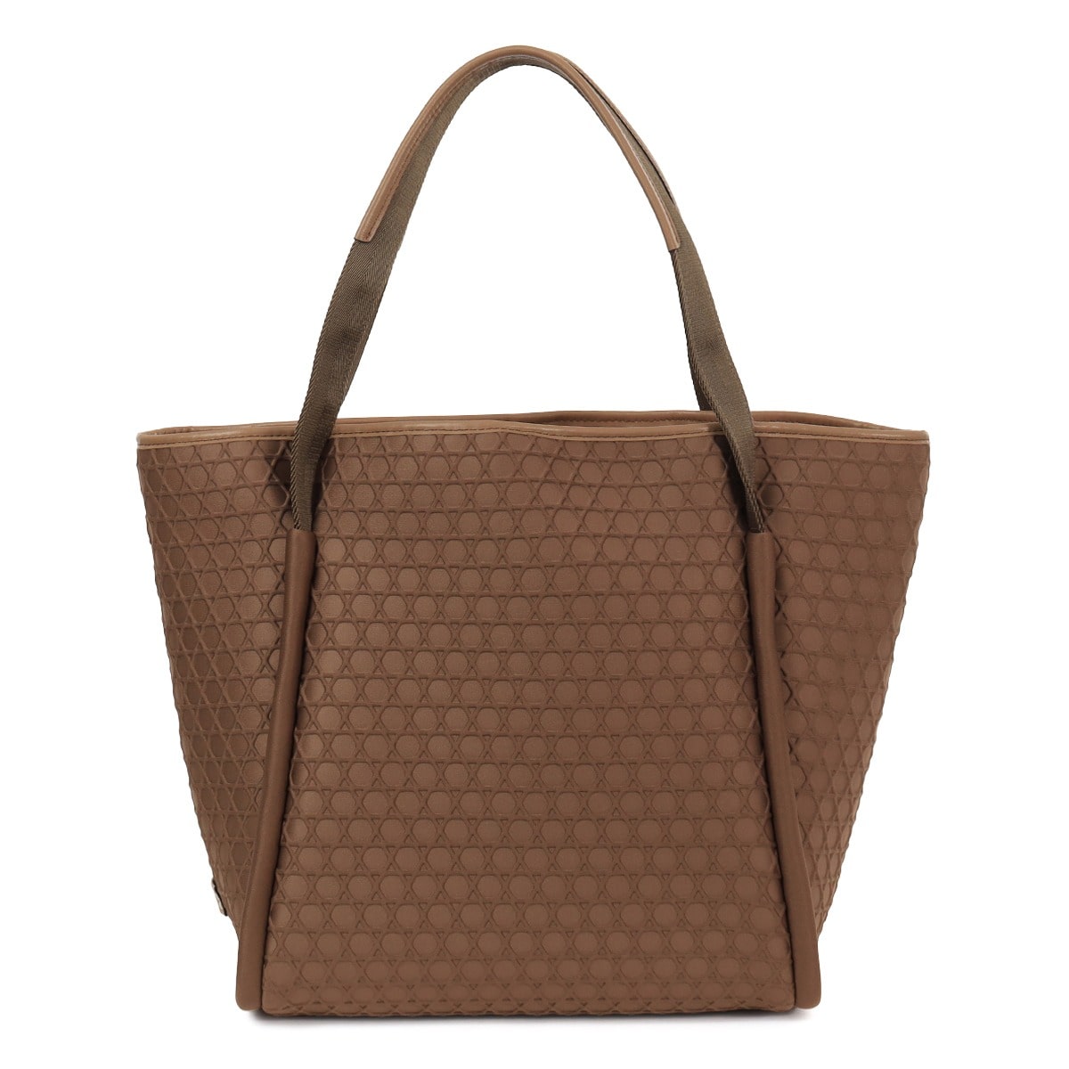 La quoh ラクーオ トートバッグ A3 大きめ 撥水 大容量 レディース 031603 籠目柄 ボンディング Lサイズ ビジネスバッグ トラベルバッグ マザーズバッグ 旅行 ジム 和柄 カフェオレ