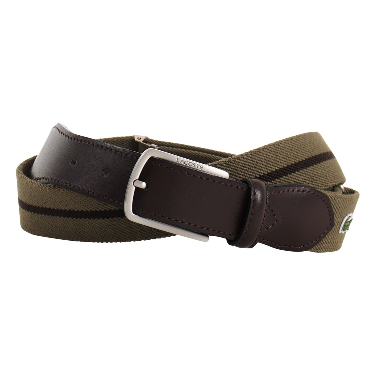 LACOSTE ラコステ ベルト 日本製 メンズ ピンタイプ LB66370 カジュアル ビジネス カーキ