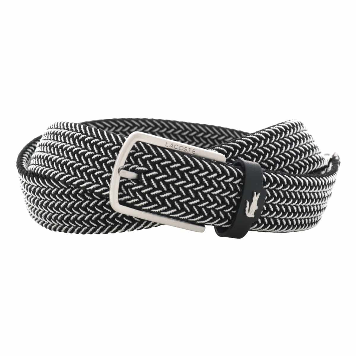 LACOSTE ラコステ ベルト 日本製 メンズ LB66480 メッシュベルト カジュアル ビジネス ピン式バックル ワニ ブラック