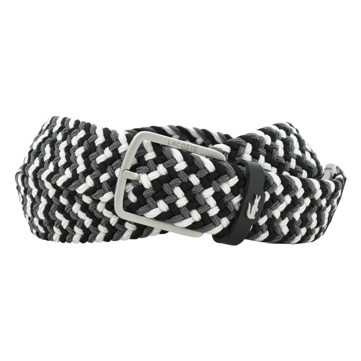 LACOSTE ラコステ ベルト 日本製 メンズ LB66680 メッシュベルト カジュアル ビジネス ピン式バックル ワニ ブラック