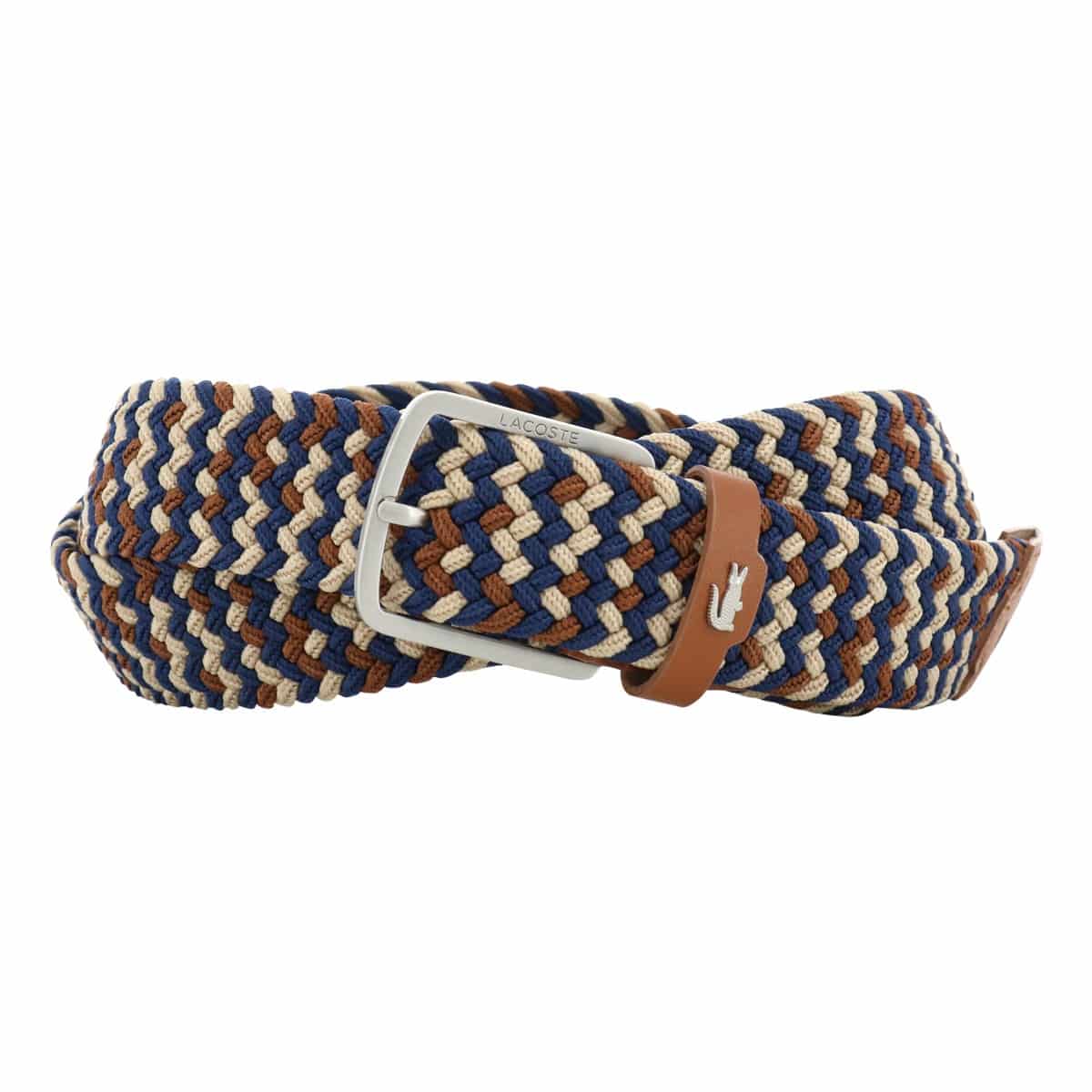 LACOSTE ラコステ ベルト 日本製 メンズ LB66680 メッシュベルト カジュアル ビジネス ピン式バックル ワニ ブラウン