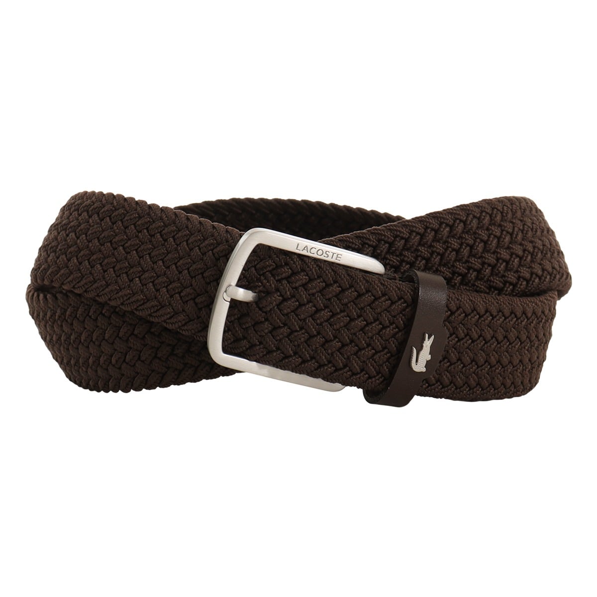 LACOSTE ラコステ ベルト 日本製 メンズ メッシュベルト ピンタイプ LB66880 カジュアル ビジネス ダークブラウン