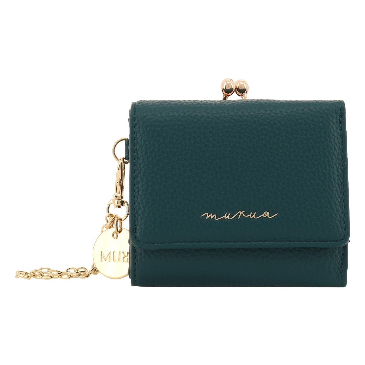 MURUA ムルーア 三つ折り財布 がま口 メタルチェーン レディース MR-W1252 ミニ財布 グリーン
