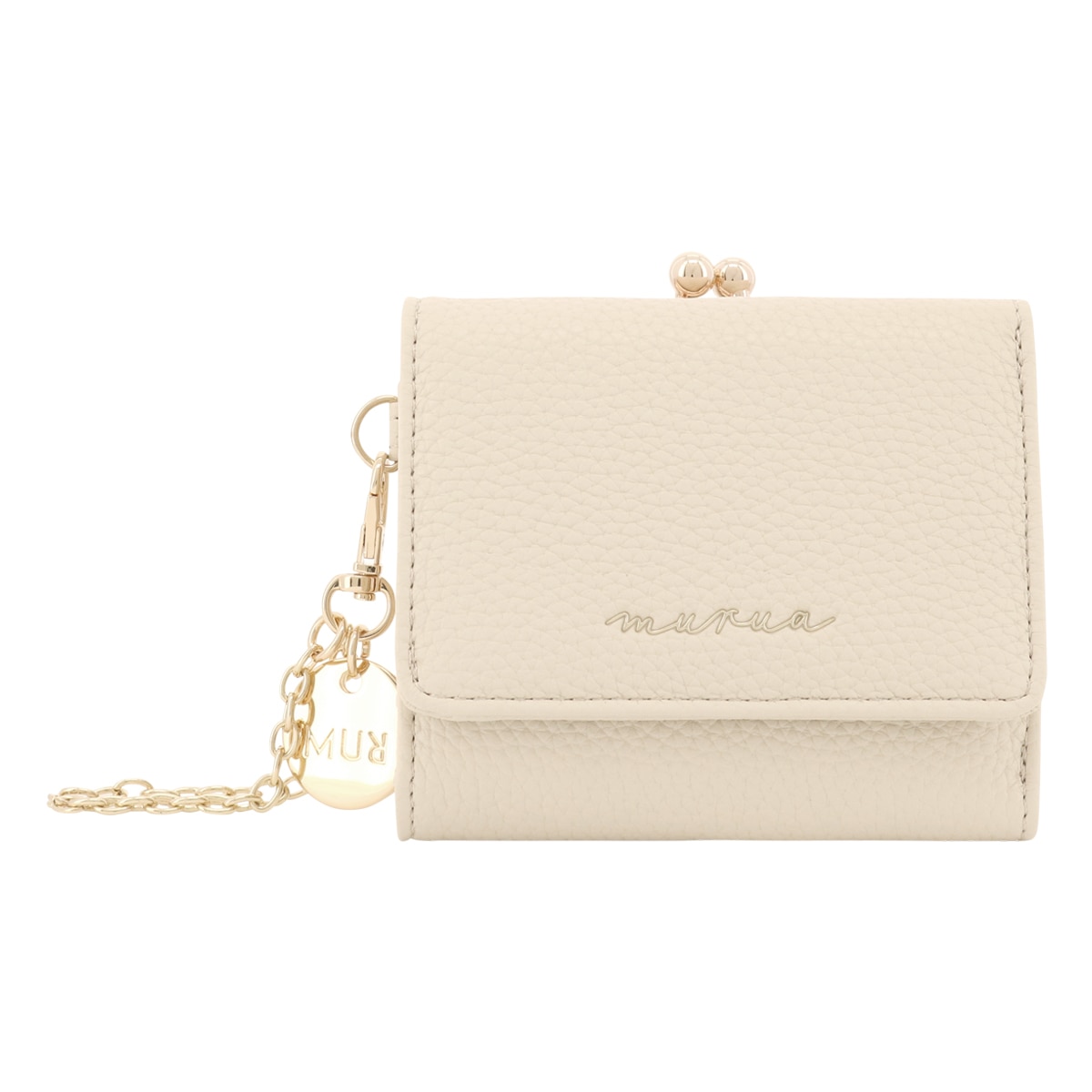 MURUA ムルーア 三つ折り財布 がま口 メタルチェーン レディース MR-W1252 ミニ財布 アイボリー