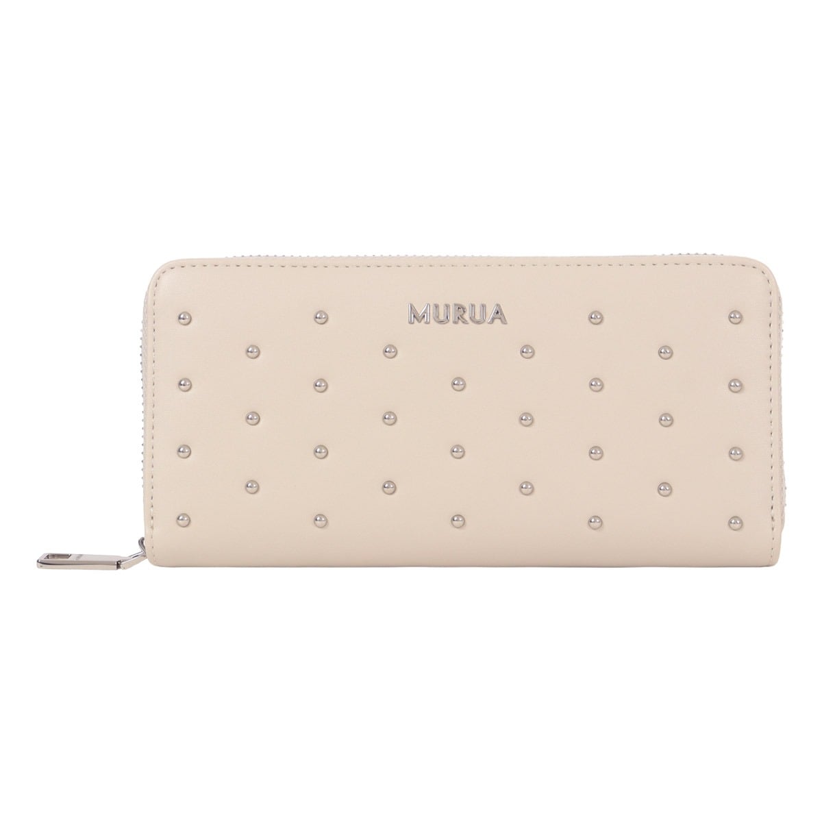 MURUA MURUA 長財布 ラウンドファスナー MR-W1371 スタッズ ベージュ