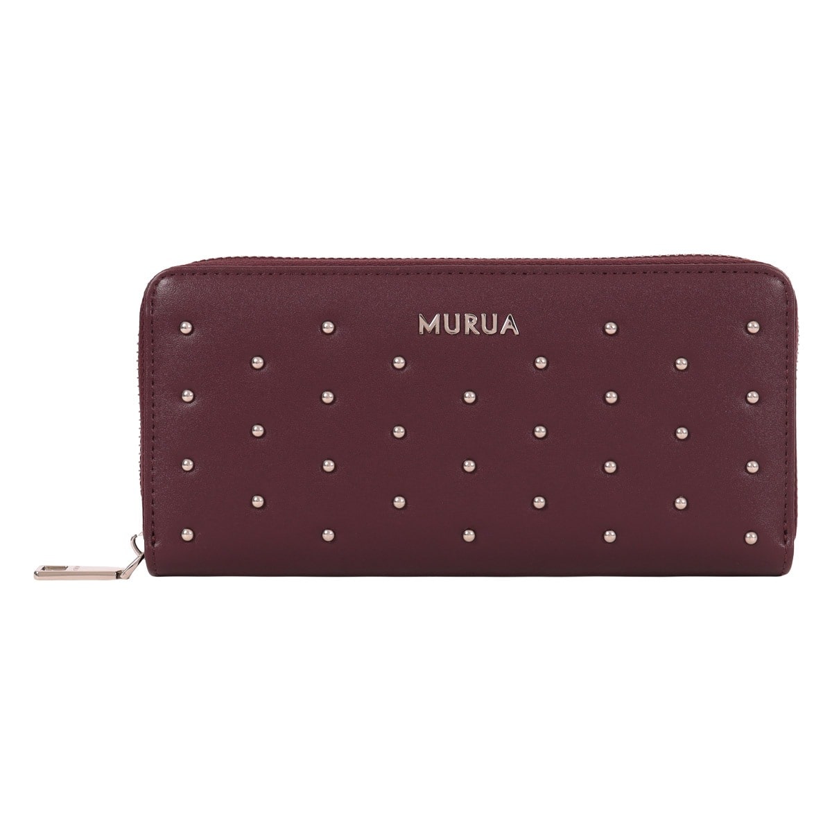 MURUA MURUA 長財布 ラウンドファスナー MR-W1371 スタッズ ワイン