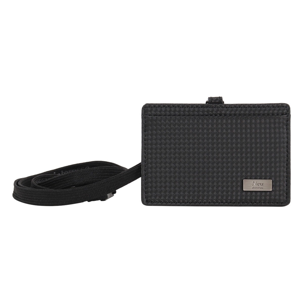 Neu interesse ノイ インテレッセ IDカードケース パス パスケース IDカード カードケース ストラップ付き 社員証 IDケース 定期入れ メンズ 3098 CF Stationary レザー 牛革 本革 ブラックXブラック