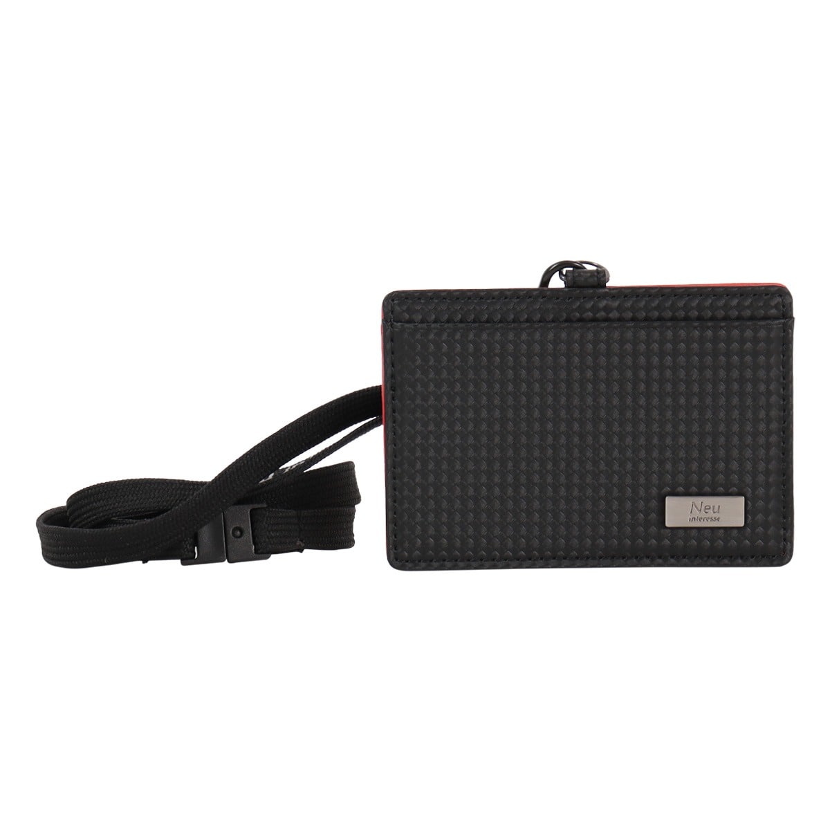 Neu interesse ノイ インテレッセ IDカードケース パス パスケース IDカード カードケース ストラップ付き 社員証 IDケース 定期入れ メンズ 3098 CF Stationary レザー 牛革 本革 レッドXブラック