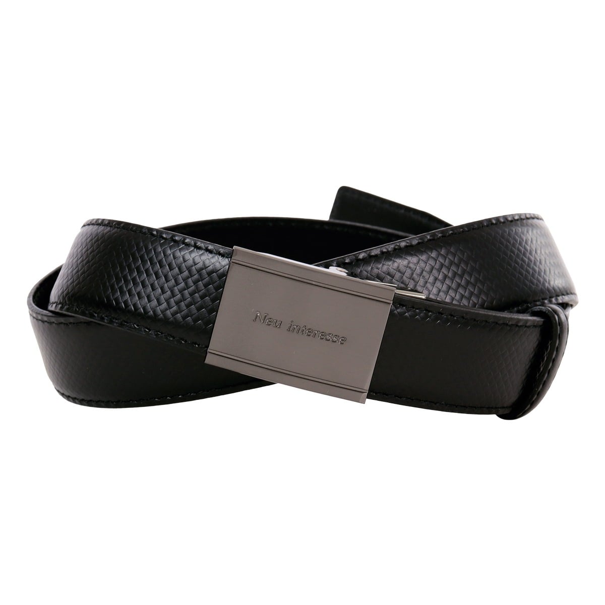 Neu interesse ノイ インテレッセ ベルト バックルタイプ 日本製 メンズ 3749 Belt カーボンパターンジェニュインレザー 牛革 本革 レザー カジュアル ビジネス 紳士 通勤 プレゼント ギフト ブラック