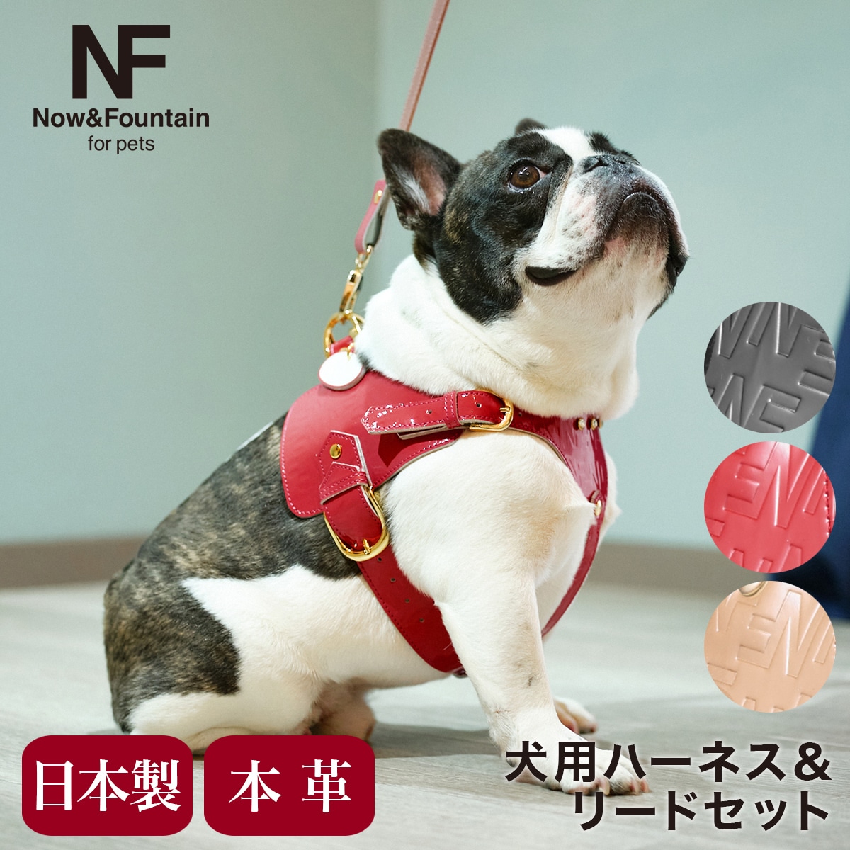 N&F for pets エヌアンドエフ ペット ハーネス＆リードセット TYPE-A ジュエリーエンボス ブラック