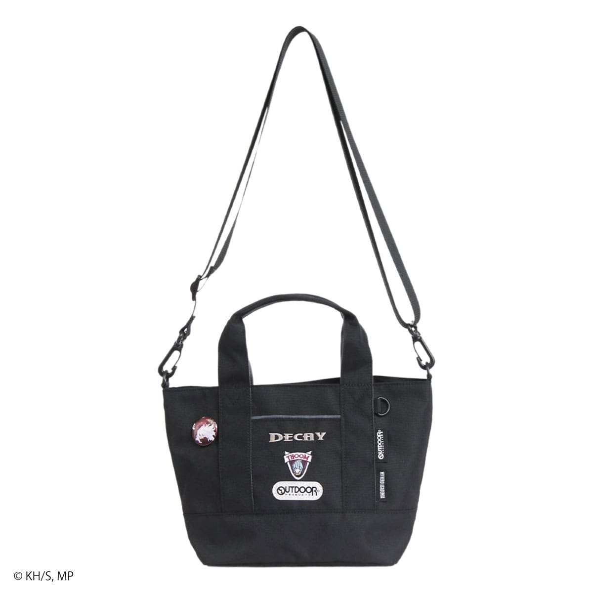 OUTDOOR PRODUCTS アウトドアプロダクツ 僕のヒーローアカデミア コラボ アニメ ヒロアカ HIROAKA トートバッグ ショルダーバッグ 2way 缶バッチ付き 緑谷出久 爆豪勝己 轟焦凍 死柄木弔 メンズ レディース odha03 推し活 肩掛け 斜めがけ グレー